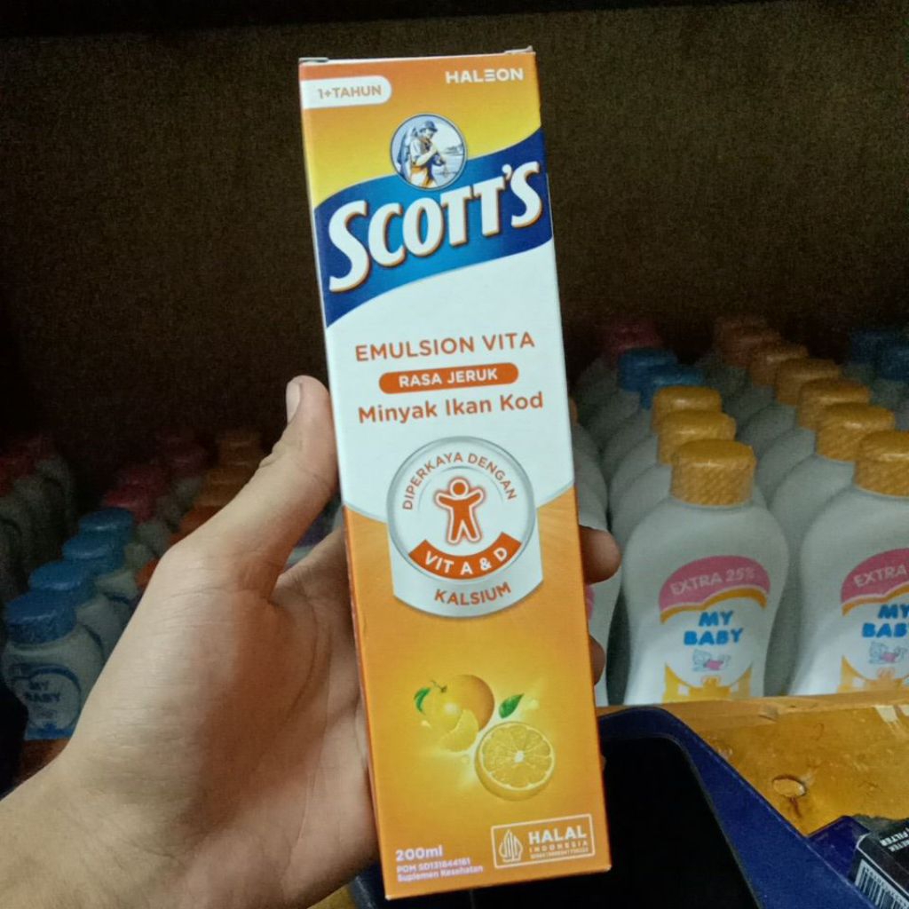 Jual Scott's emulsion rasa jeruk 200ml 1 botol original asli | Shopee ...