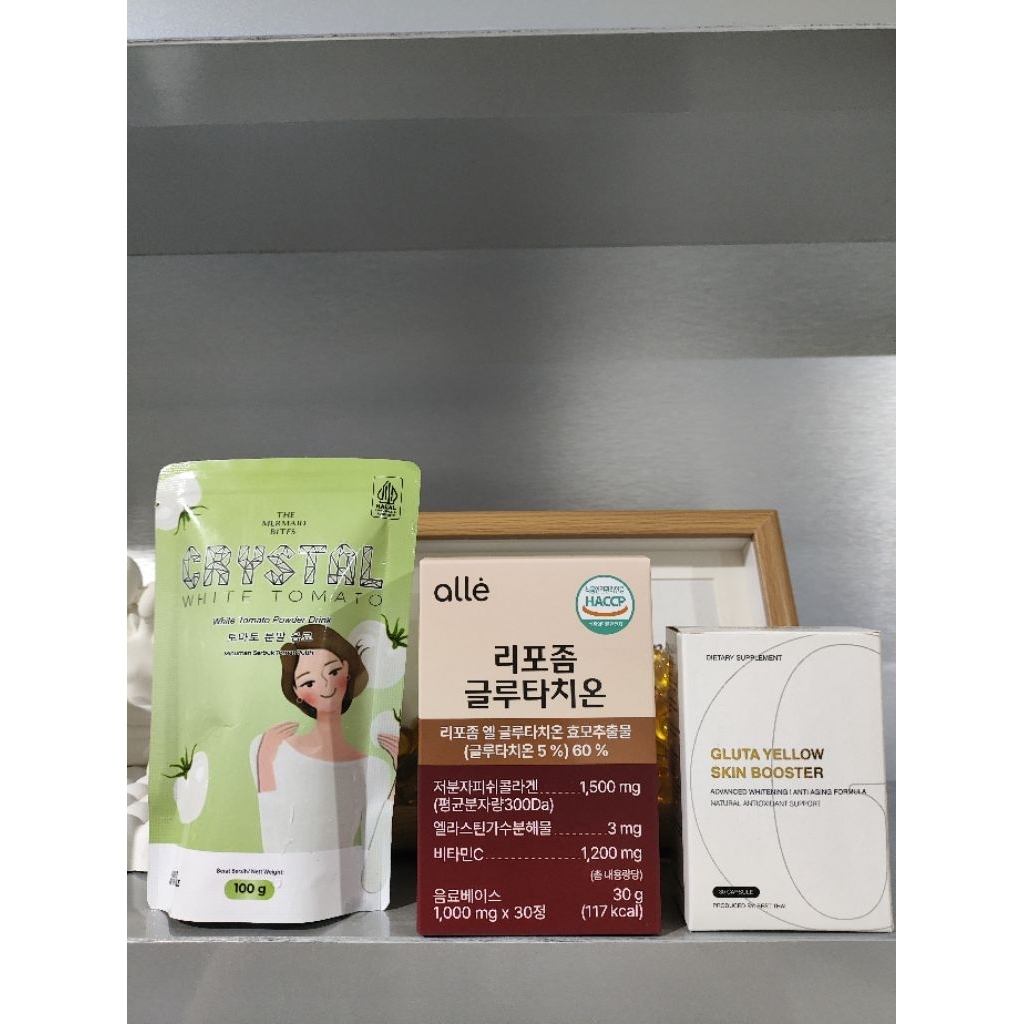 Jual ALLE LIPOSOMAL GLUTATHIONE 10 TABS FREE CRYSTAL WHITE TOMATO 100G ...