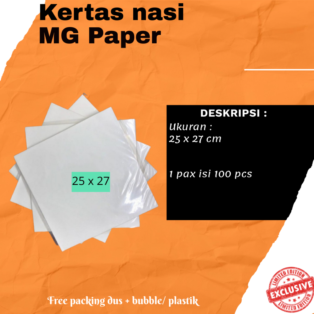 Jual Kertas Nasi Rice Paper Polos 25 x 27 cm isi 100 lembar | Shopee ...