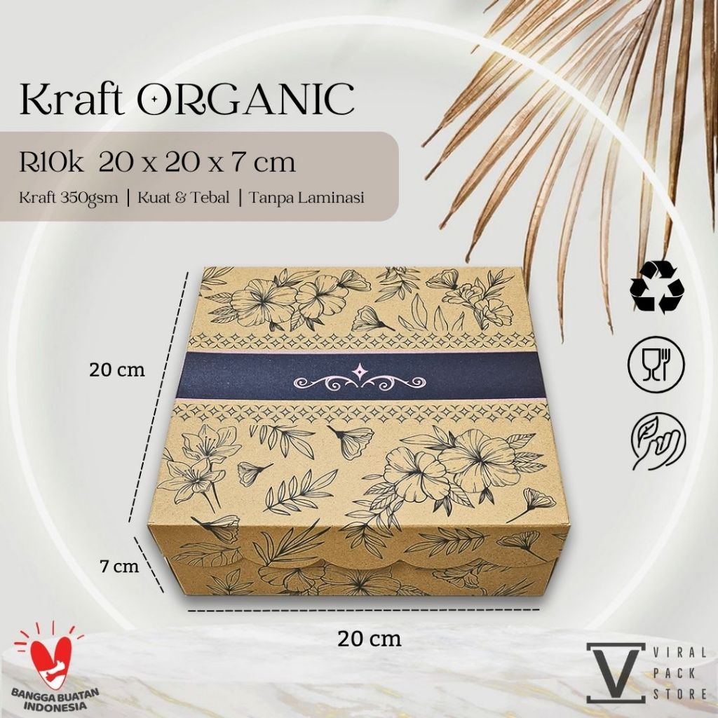 Jual Kotak Nasi 20x20 R10k Kraft ORGANIC Box Nasi Kraf Murah Katering ...
