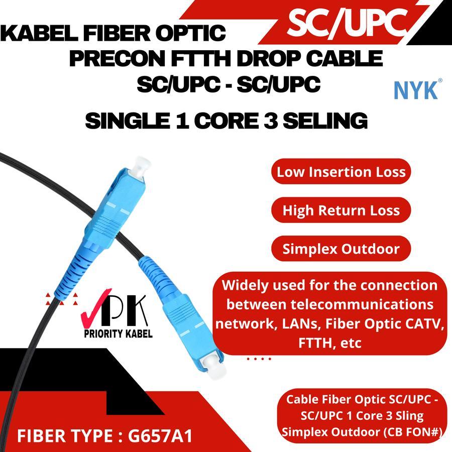 Jual Kabel Precon Drop Core Fiber Optik / 1 Core 3 Seling FO 100M / 50 ...