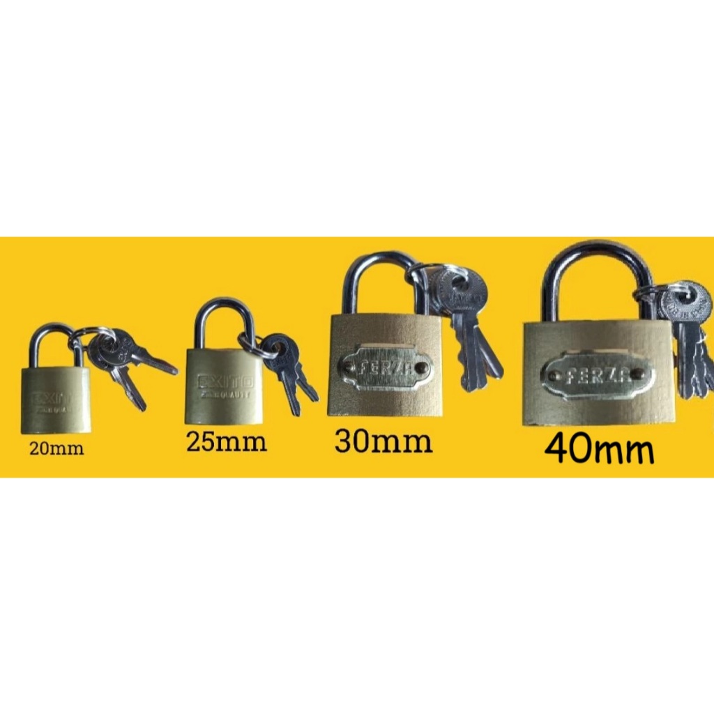 Jual Gembok 20/25/30/40 mm Kuning | Padlock Kuning | Shopee Indonesia