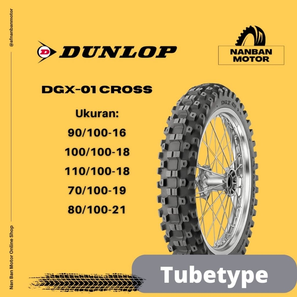 Jual BAN MOTOR DUNLOP DGX-01 CROSS UKURAN 100/100-18, 110/100-18, 70/ ...