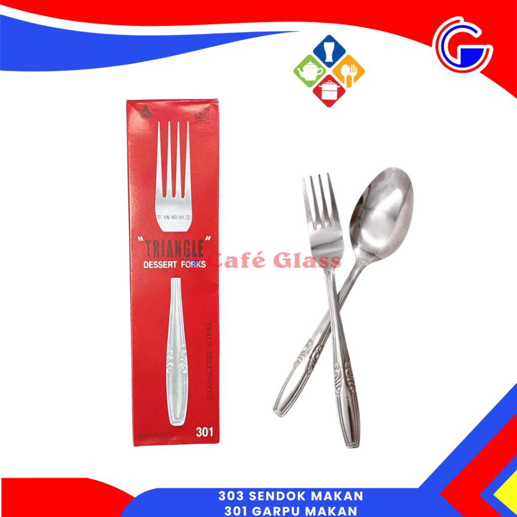Sendok Garpu Makan Stainless Tebal - Sendok Garpu 1 Lusin - 303 Sendok Makan - 301 Garpu Makan