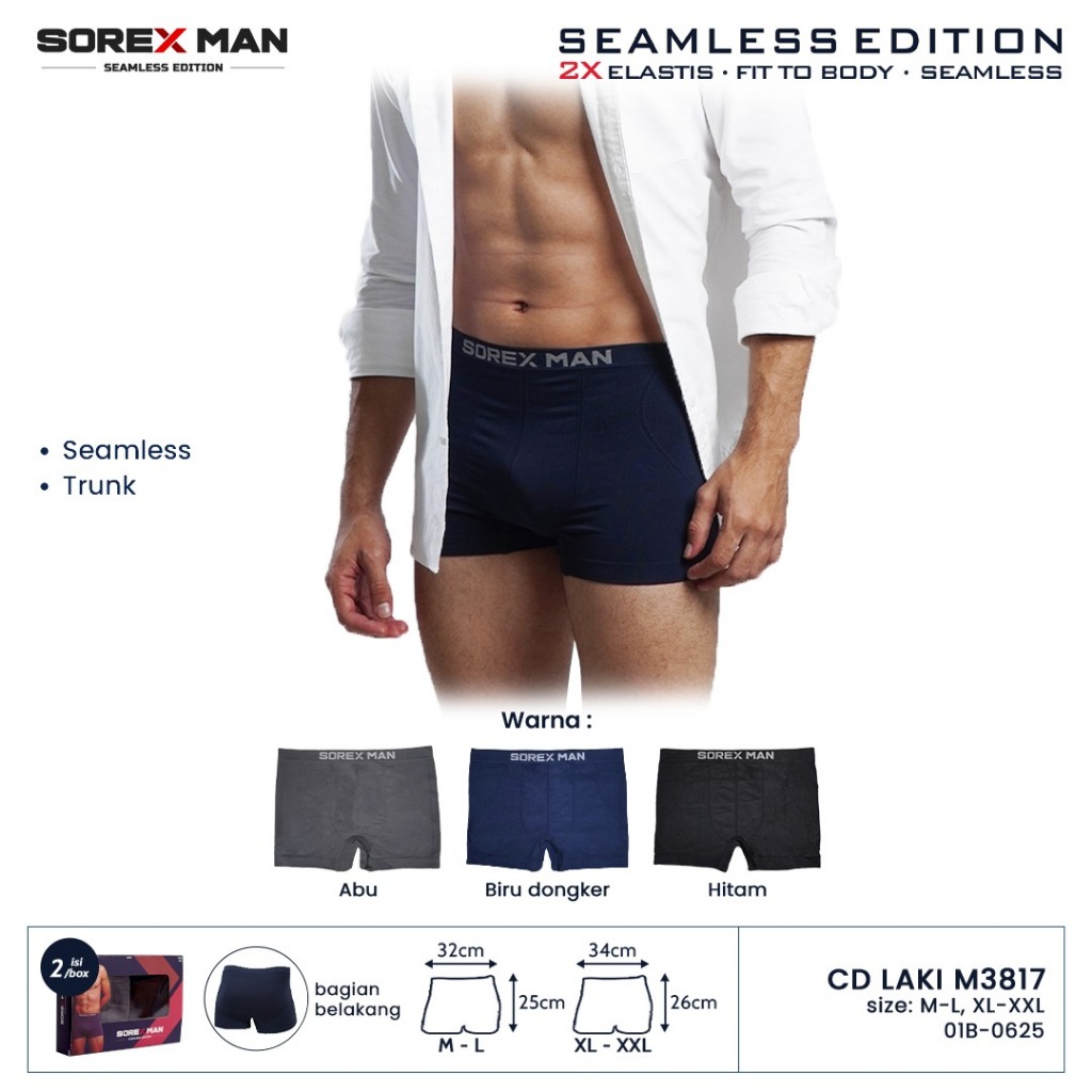 Jual (1 Kotak isi 2 Pcs ) Sorex Man Trunk Boxer Seamless Pria CD LK ...