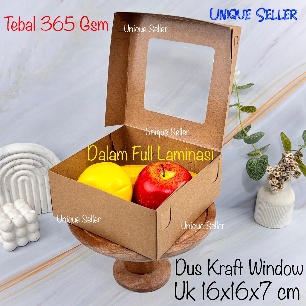 Jual Dus Box Kotak Nasi R6 KRAFT 16x16x7 Jendela FULL Laminasi 350 Gram ...