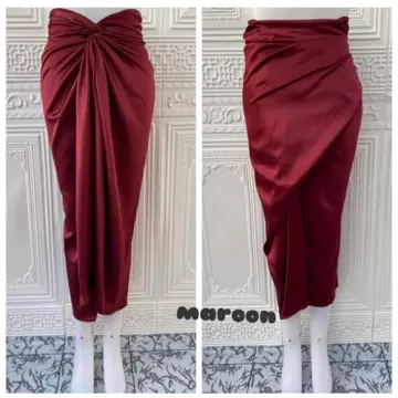 Rok Lilit Instan Satin Plus Gesper Rok Lilit Polos Rok Lilit Satin Jatuh Dan Mengkilap Satin