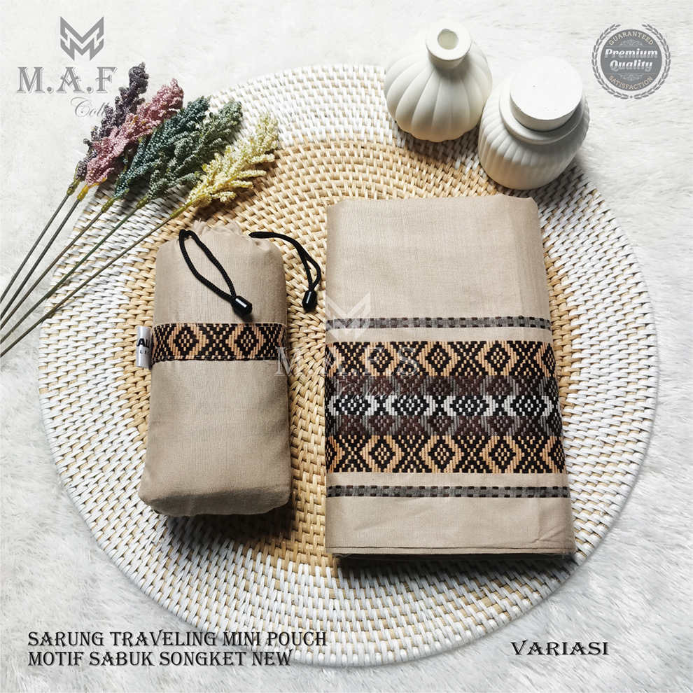 Sarung Traveling Mini Pouch Sarung Dewasa Motif Polos Songket