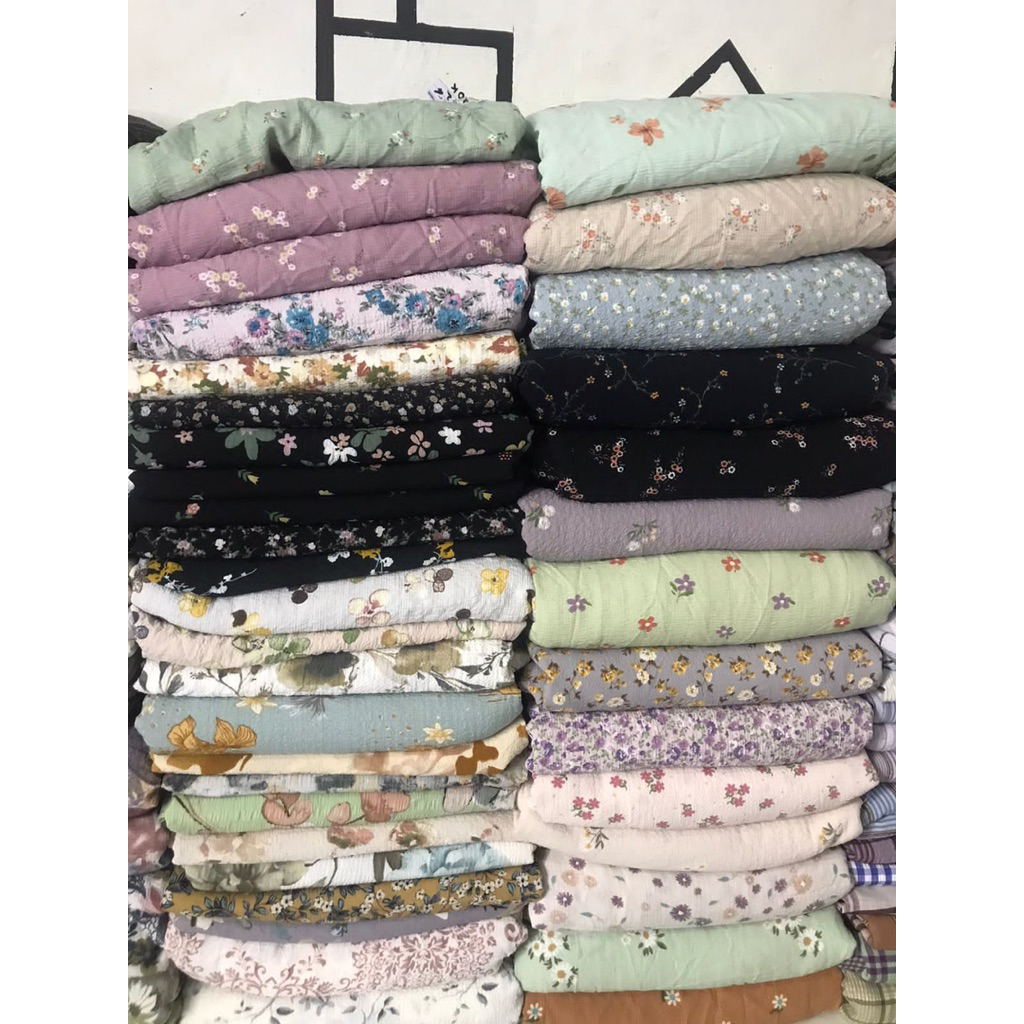 Jual KAIN KILOAN BAHAN CRINGKLE MOTIF RANDOM– SETENGAH KILO ±3 METER ...