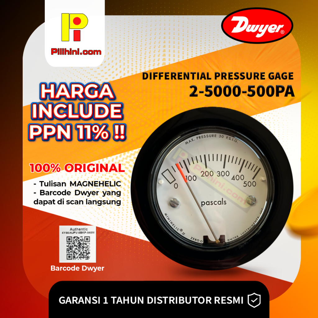 Jual Dwyer 2-5000-500PA Minihelic II Differential Pressure Gage ...