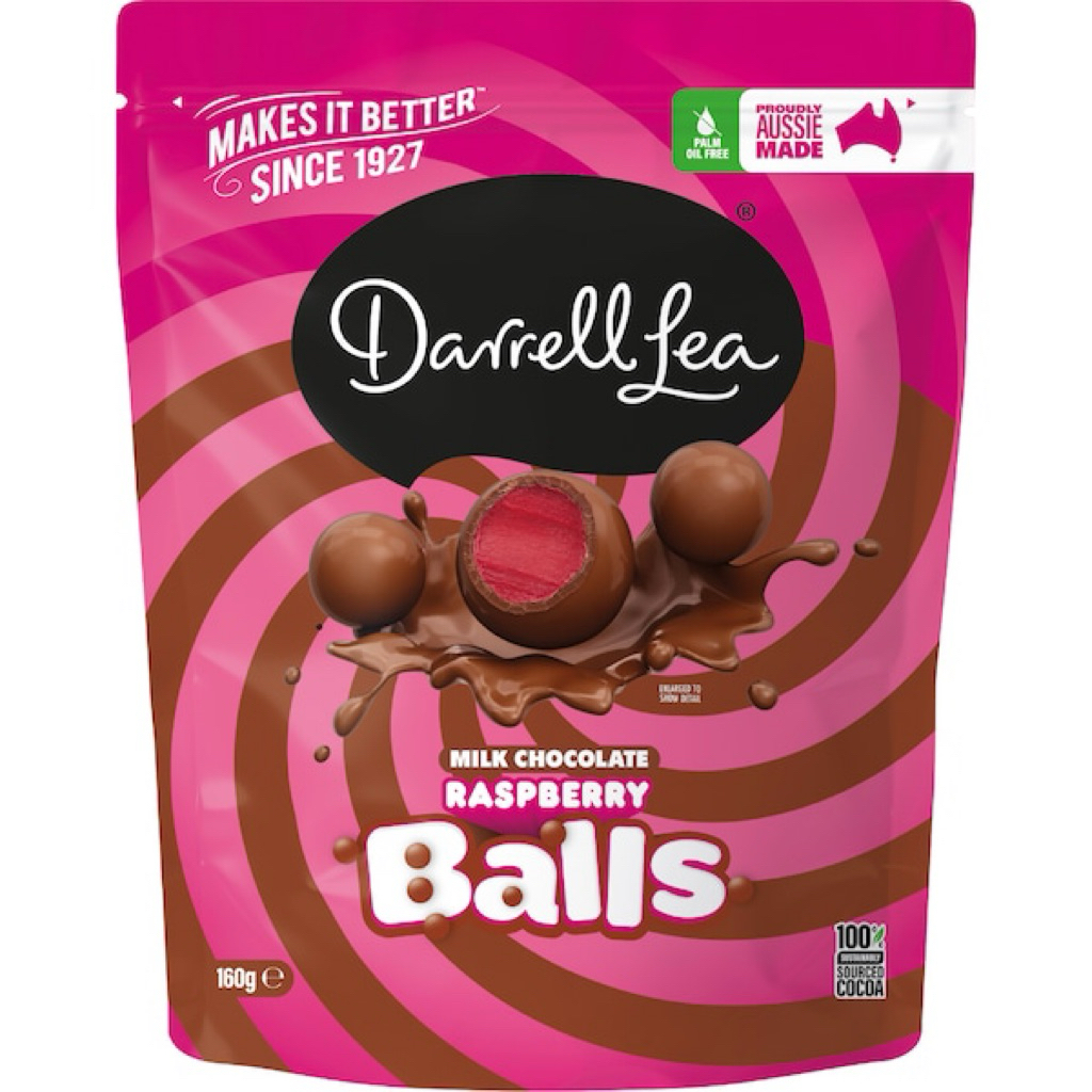 Jual Darrell Lea Milk Chocolate Chewy Raspberry Balls 160g - Australia ...