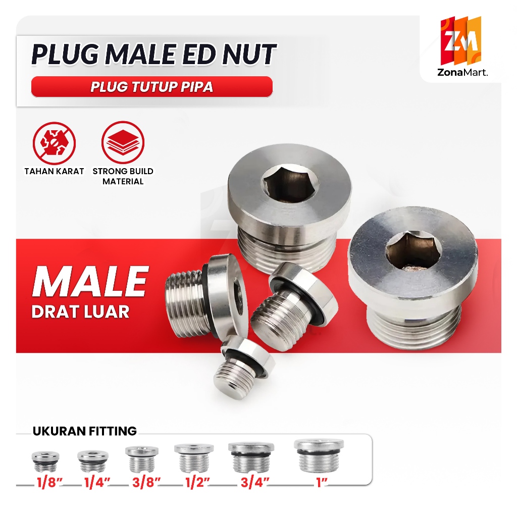 Jual Plug Socket End Nut Hex Thread 1' 1/2' 1/4' Pipa Stainless ...