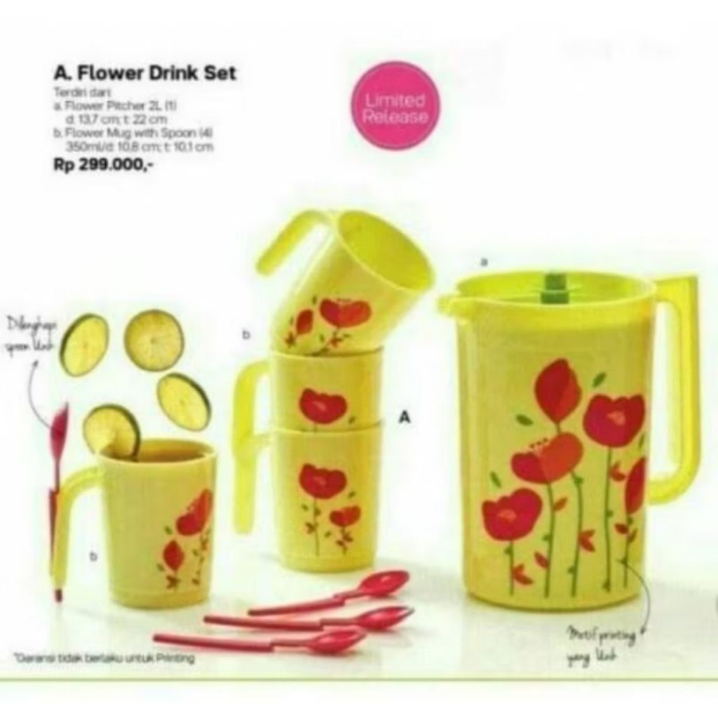 Jual ORI-New Tupperware Flower Drinking Set | Shopee Indonesia
