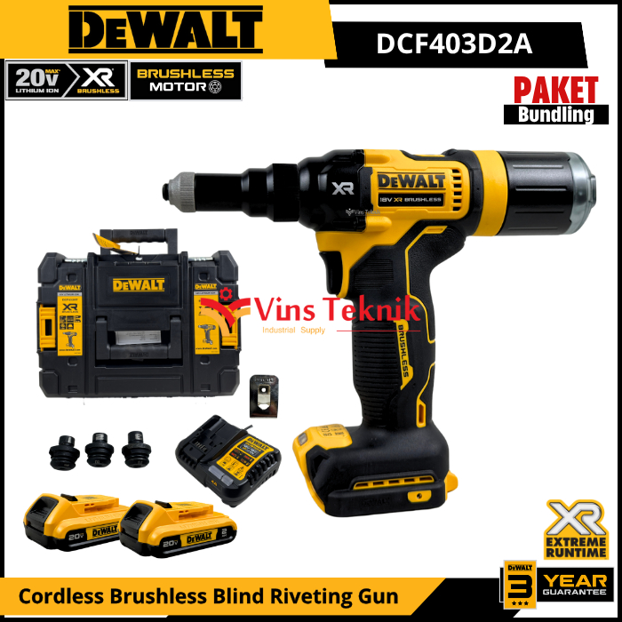 Jual DEWALT DCF403 Mesin Rivet Baterai Cordless Brushless Riveter Blind ...