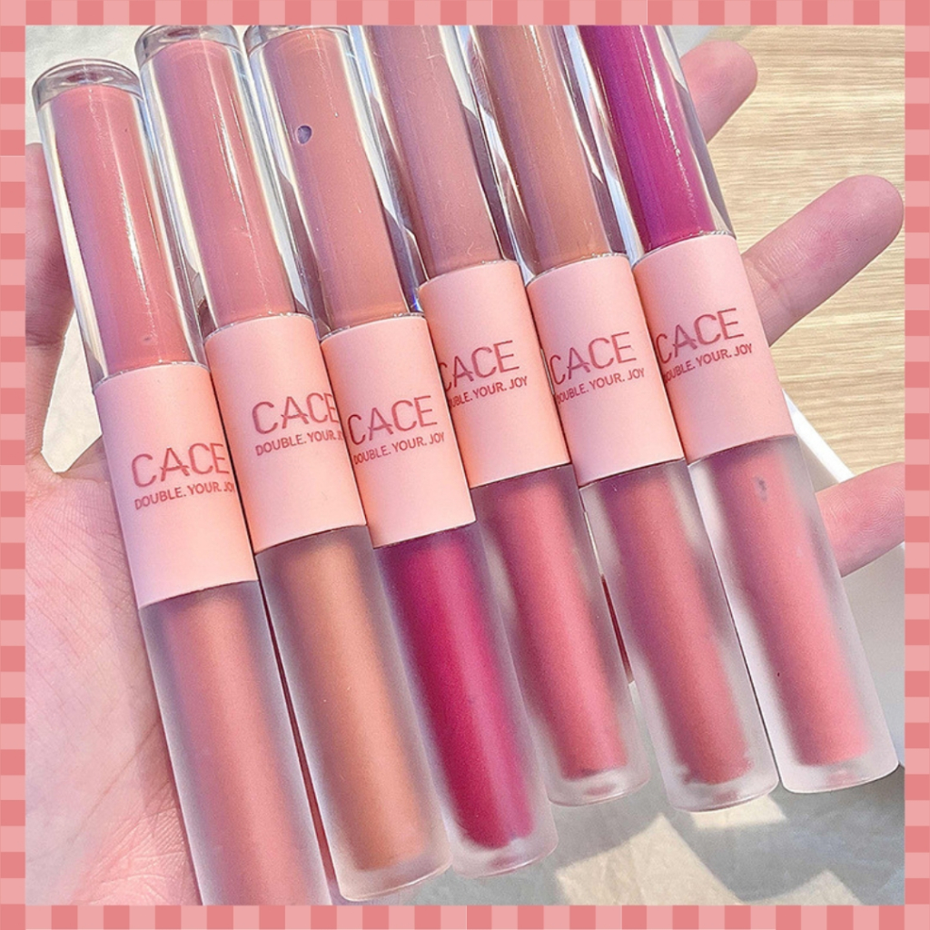 Jual CACE Double Matte Glossy Lipstik Lip Mud Lip Cream Lip Gloss Dua ...