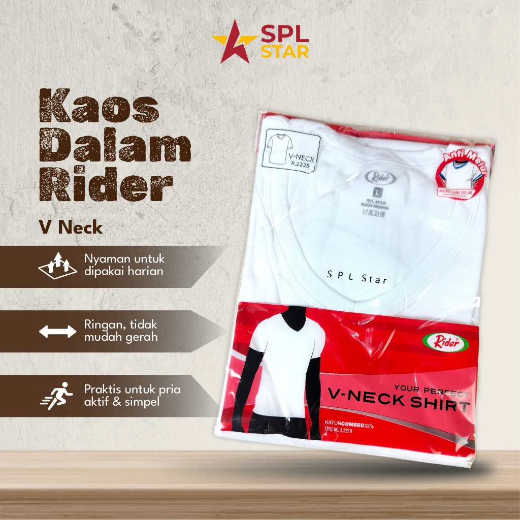 Jual kaos dalam pria Rider kerah Vneck putih | Shopee Indonesia