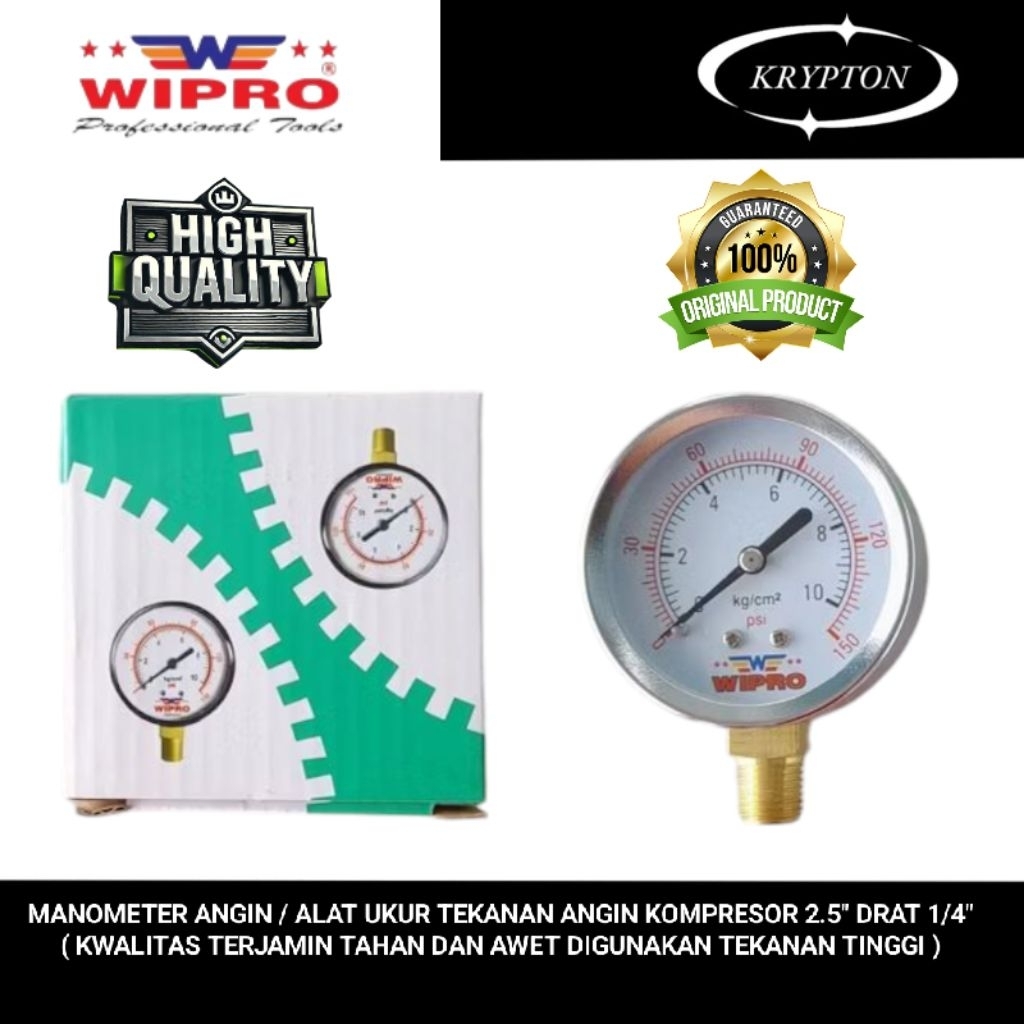 Jual WIPRO Manometer alat ukur tekanan angin kompresor 2.5