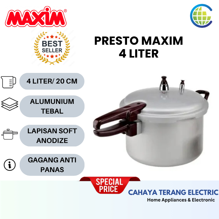 Maxim Panci Presto Liter Pressure Cooker 4L Pelunak Daging 20cm