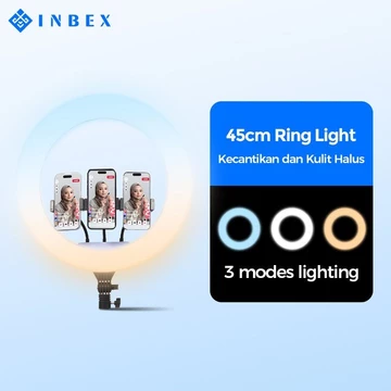 INBEX Ring Light Besar 26cm Tripod 210cm 3 Holder HP Ringlight Tripod Konten Kreator Grati