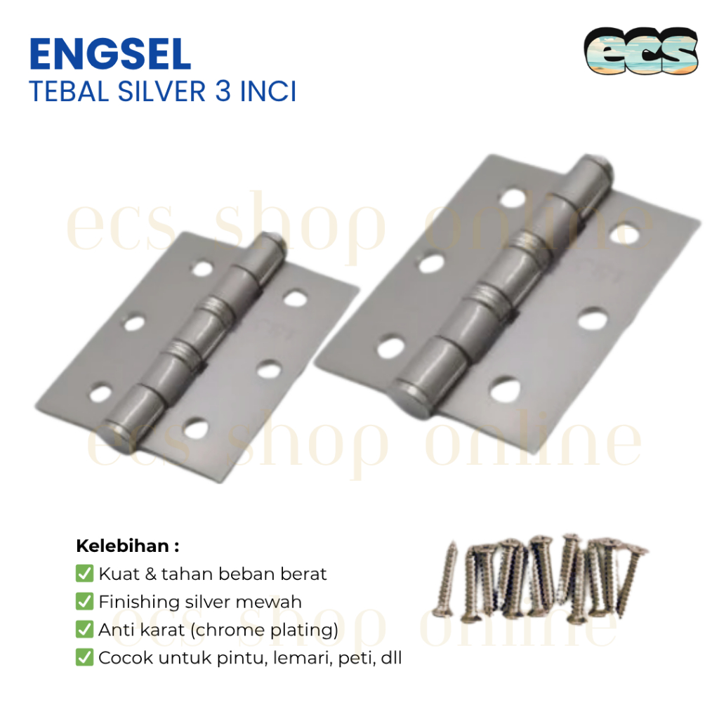 Jual SEPASANG ENGSEL TEBAL SILVER 3 INCI ENGSEL PINTU ENGSEL JENDELA ...