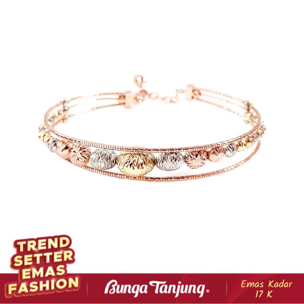 Jual GELANG CHOKER LAYER BOLA ARSIR C EMAS 17K BUNGA TANJUNG