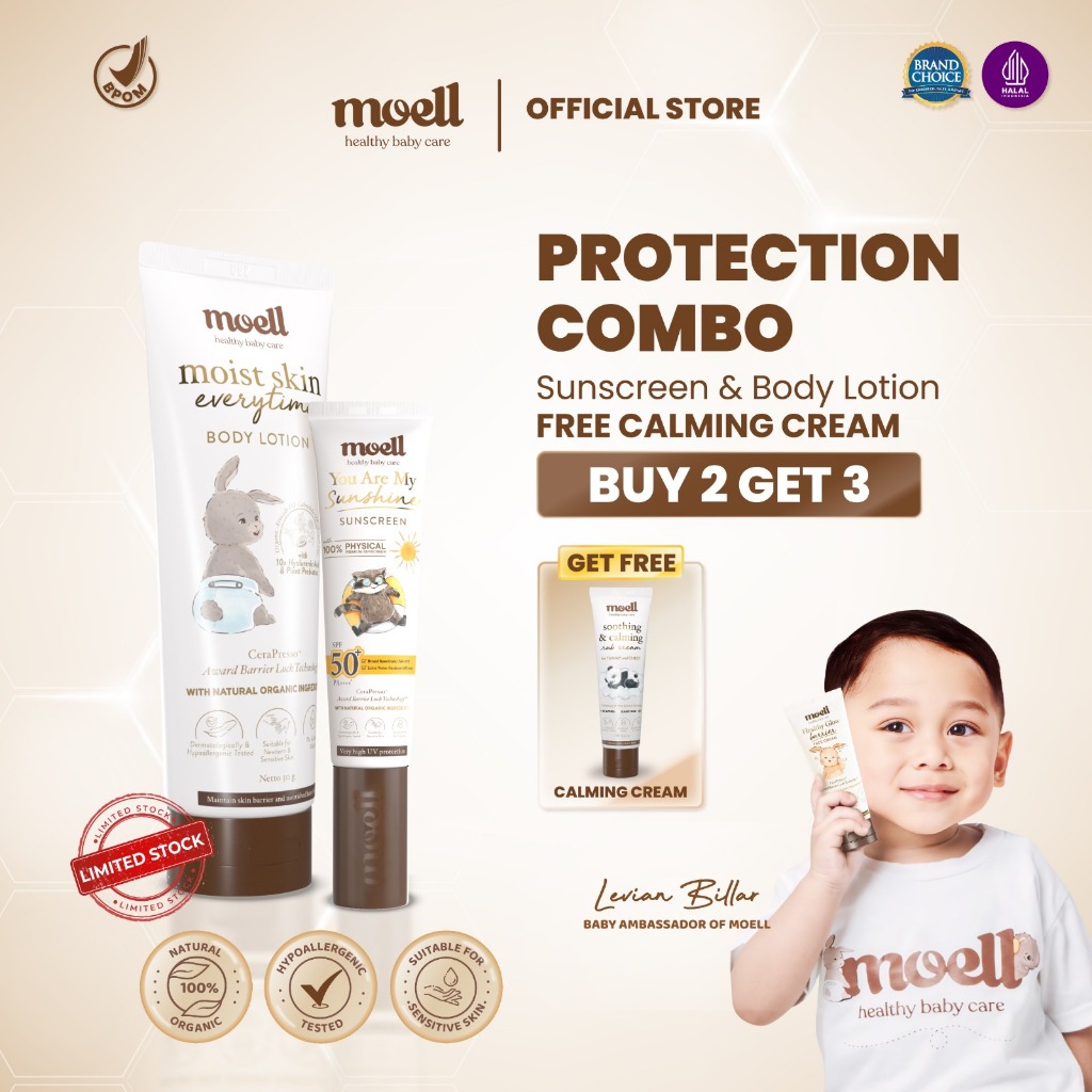 Jual Moell Protection Combo Sunscreen 30gr Body Lotion 185gr