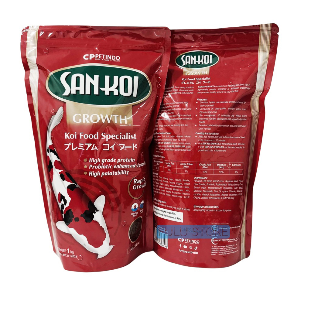 Jual SAN KOI GROWTH 1 Kg Makanan Ikan Koi Pertumbuhan SanKoi 1Kg ...