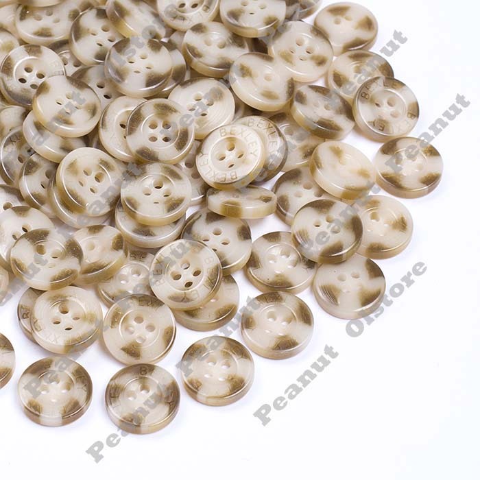 Jual ( 6 biji ) Kancing kemeja 1,5cm Light Beige + Coklat Kehijauan ...