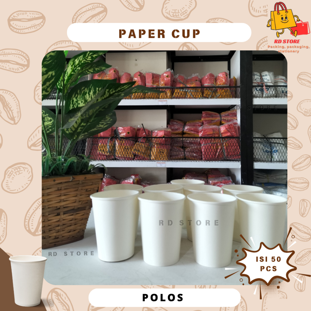 Jual PAPER CUP PUTIH POLOS 8OZ ISI 50 PCS PAPER CUP KOPI GELAS KOPI ...