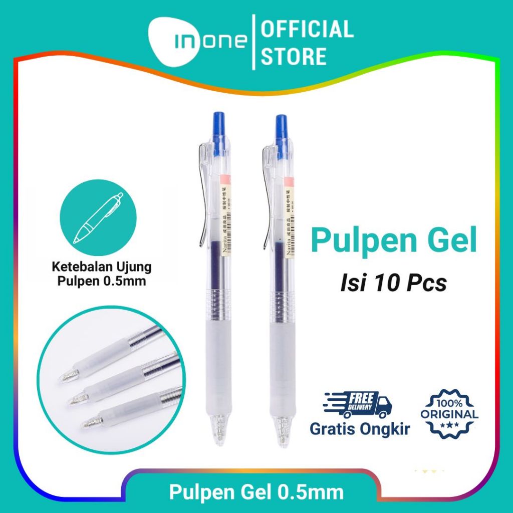 Jual Inone Pulpen Gel 10 PCS Transparrant Biru | Shopee Indonesia