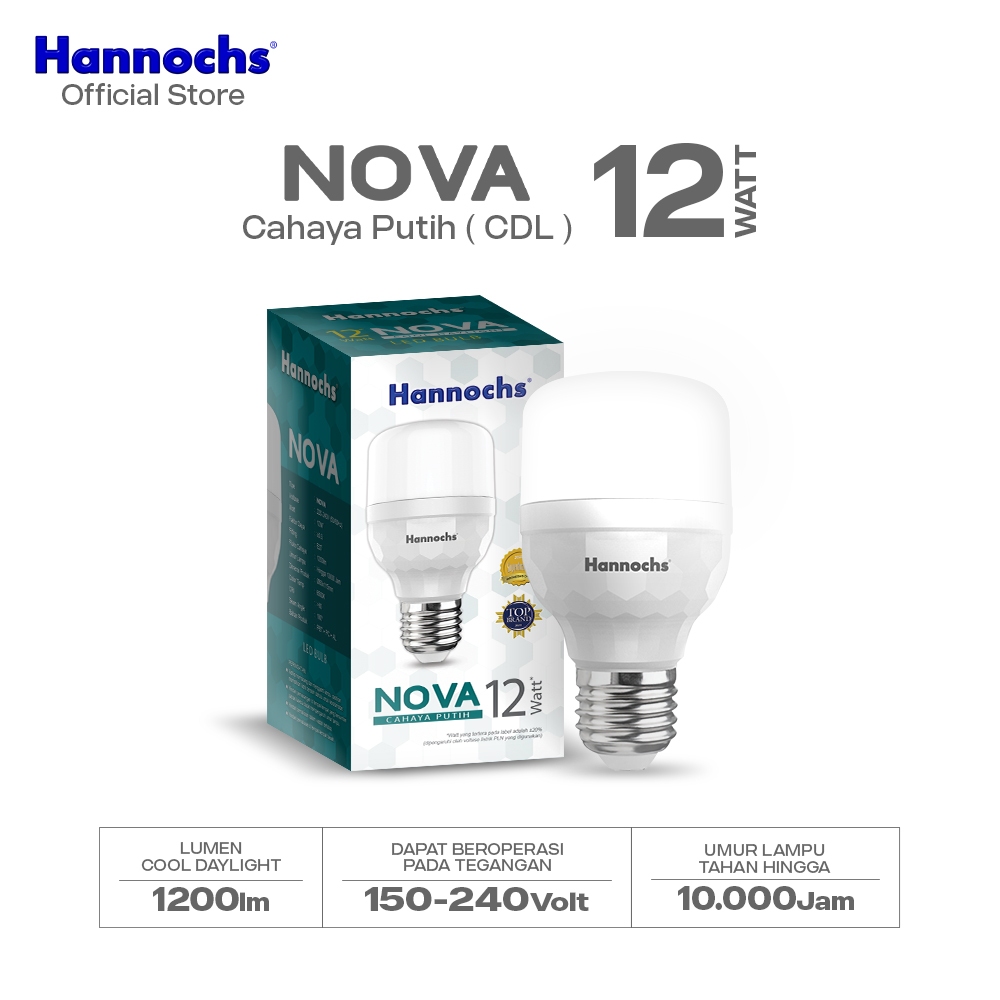 Jual Hannochs Lampu Bohlam LED NOVA 12W Cahaya Putih (Paket 3pcs ...