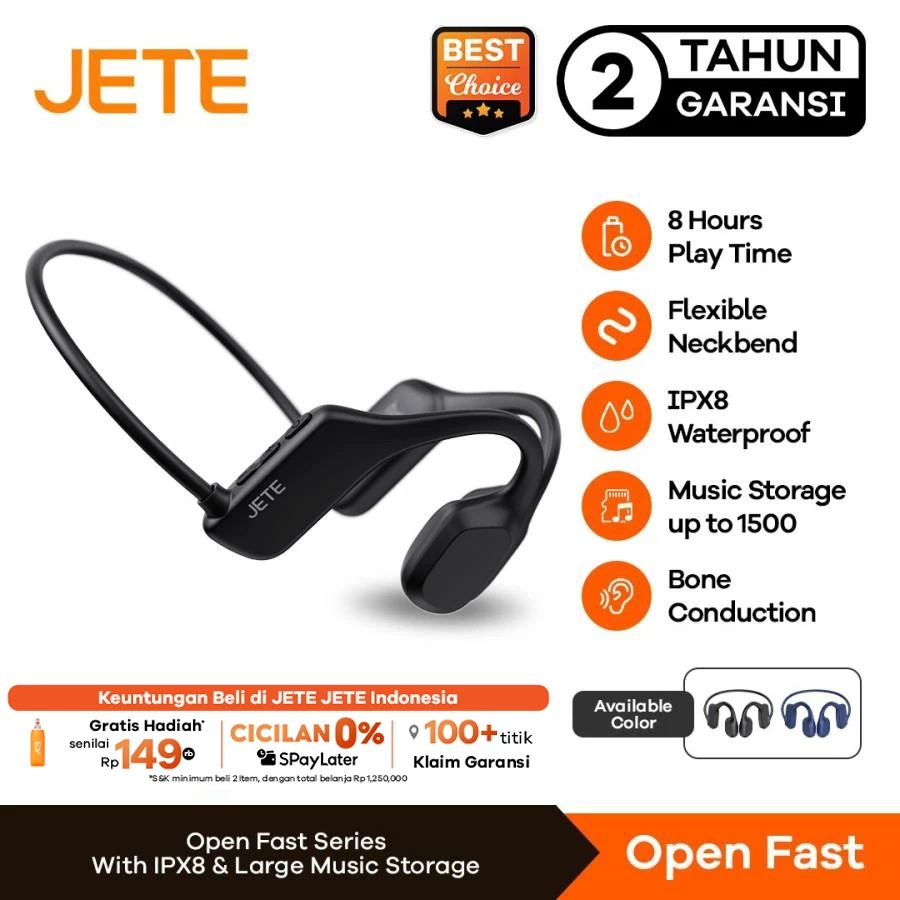 JETE Openfast Sport Headset Bluetooth JETE Open Fast Series IPX8 - Garansi 2 Tahun