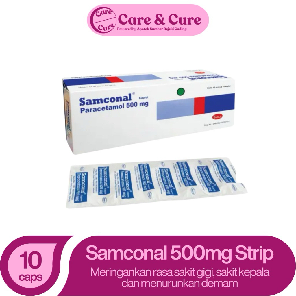 Jual Samconal 500mg Strip (10 kaplet) - Parasetamol Panas Demam, Nyeri ...