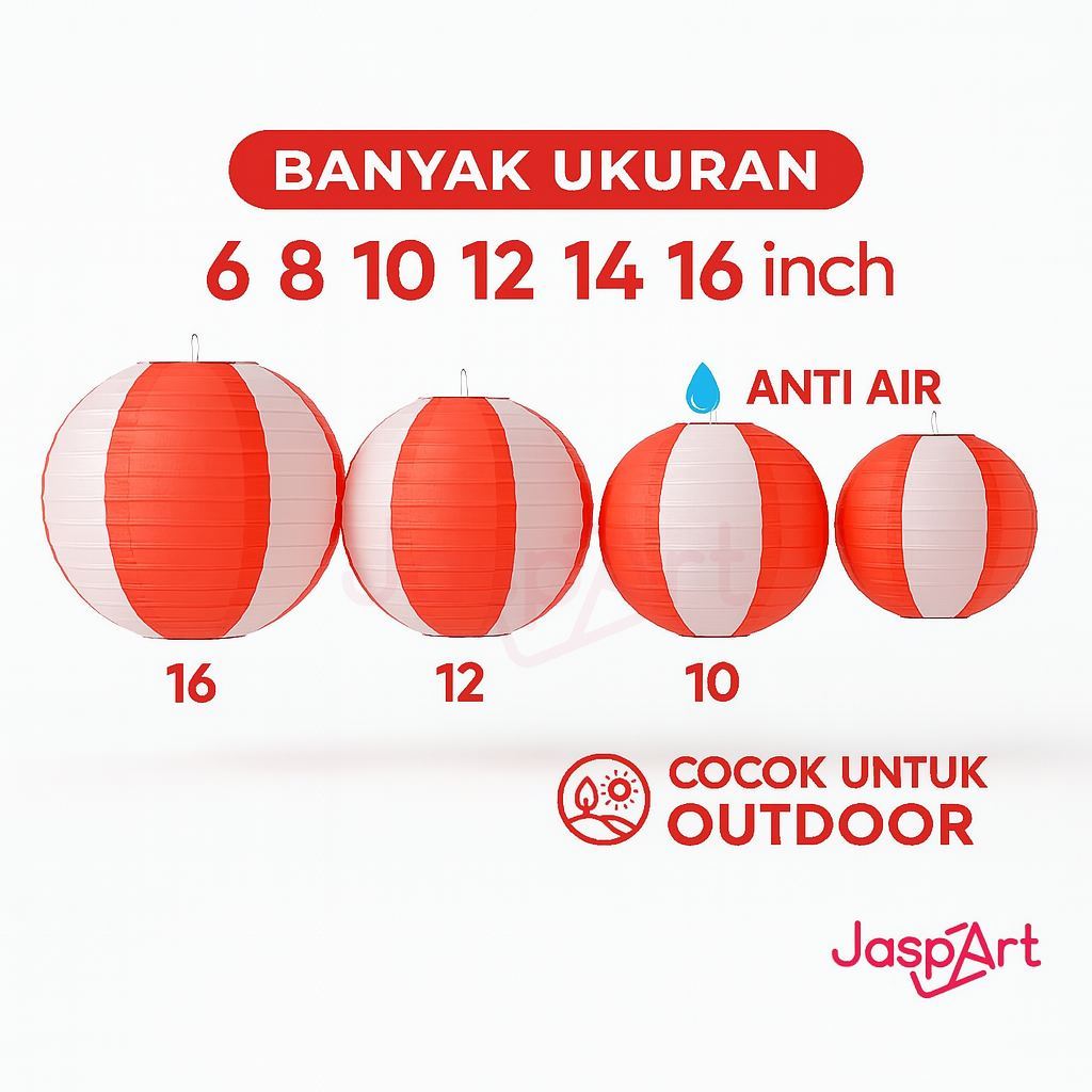 Lampion Outdoor Merah Putih Dekorasi 17 Agustus Lampion Kain Parasut TERMURAH Lampion HUT RI