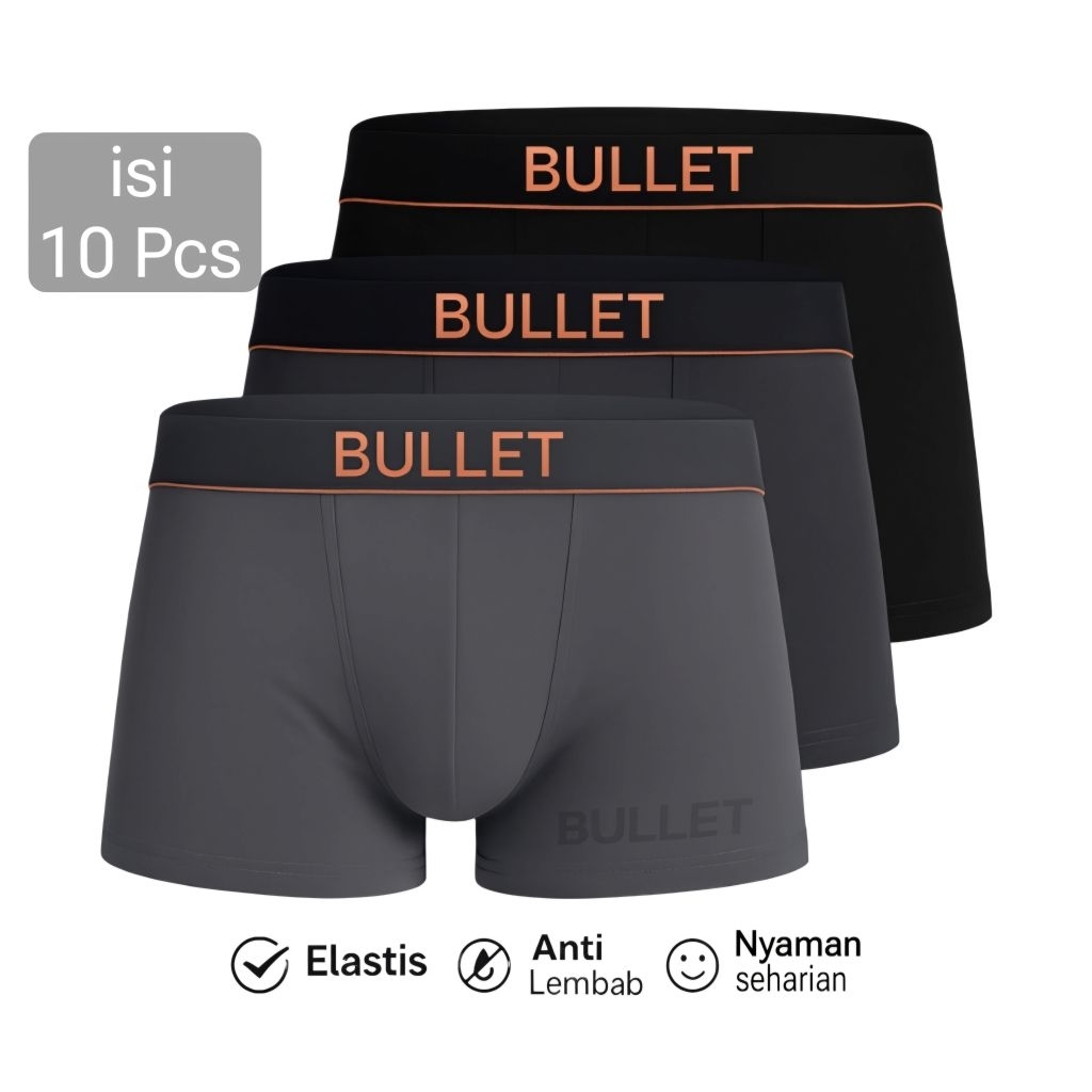 Jual Celana Dalam Boxer Pria BULLET Isi 10/5 Pcs – Nyaman, Elastis ...
