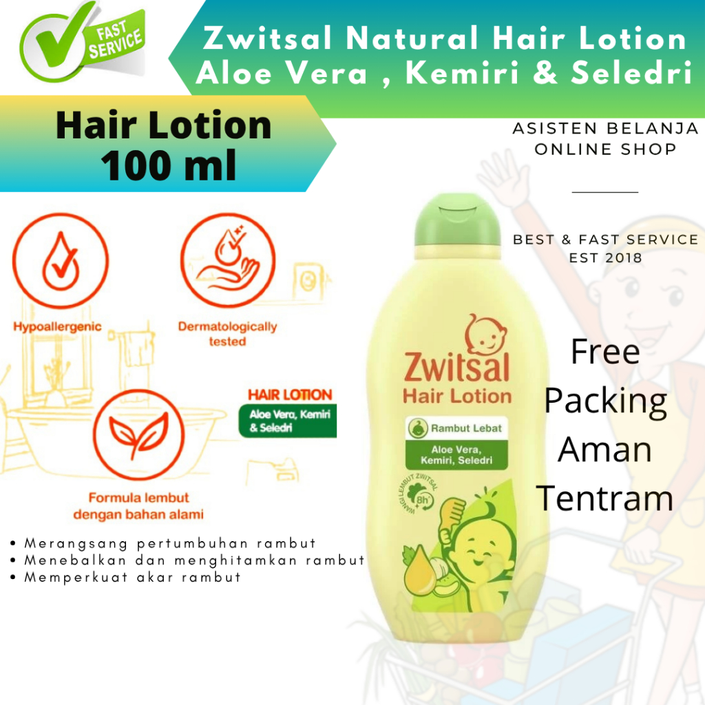 Jual Zwitsal Hair Lotion 100ml Natural Baby Aloe Vera Kemiri Seledri ...