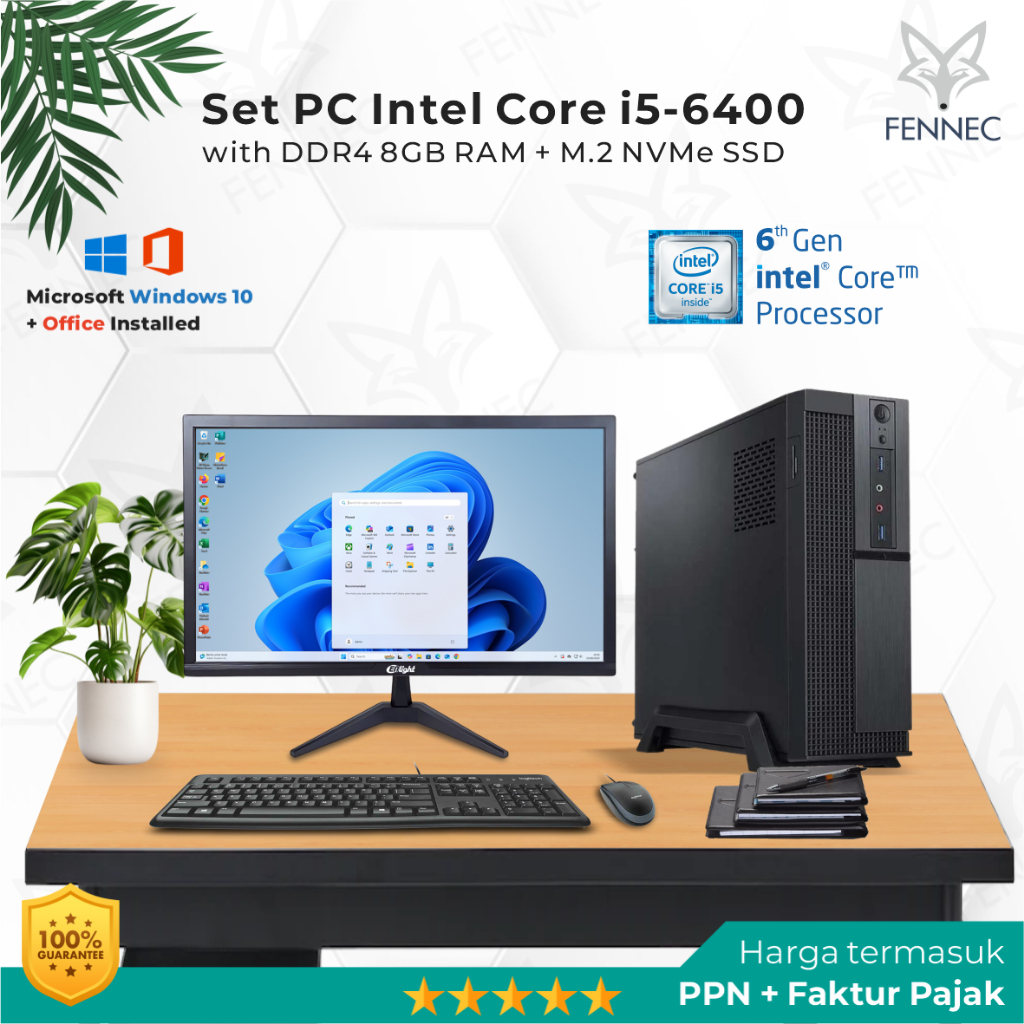 Set PC Slim Intel Core i5-6400 Gen-6 RAM 8GB SSD Rakitan Office