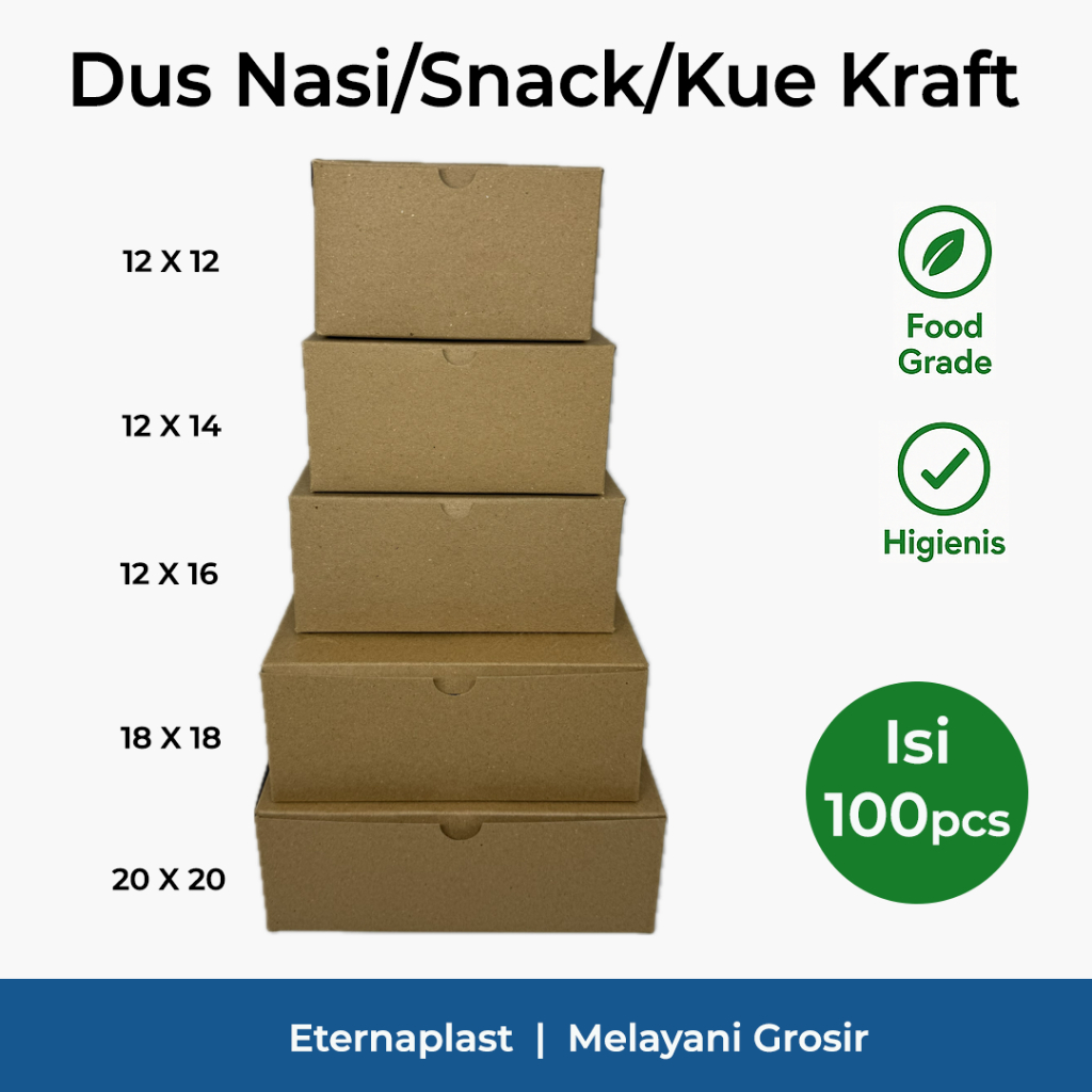 Jual (100PCS) Dus Kue/Dus Snack/Dus Nasi/Dus Gorengan Kertas Kraft ...