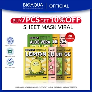 [Add to Cart for Mix Variants]-BIOAQUA Sheet Mask Hydrating Essence Face Mask Brightening Moisturizing Skin Care Anti aging Masker Wajah(25g/pcs) 12 pcs / 24 pcs