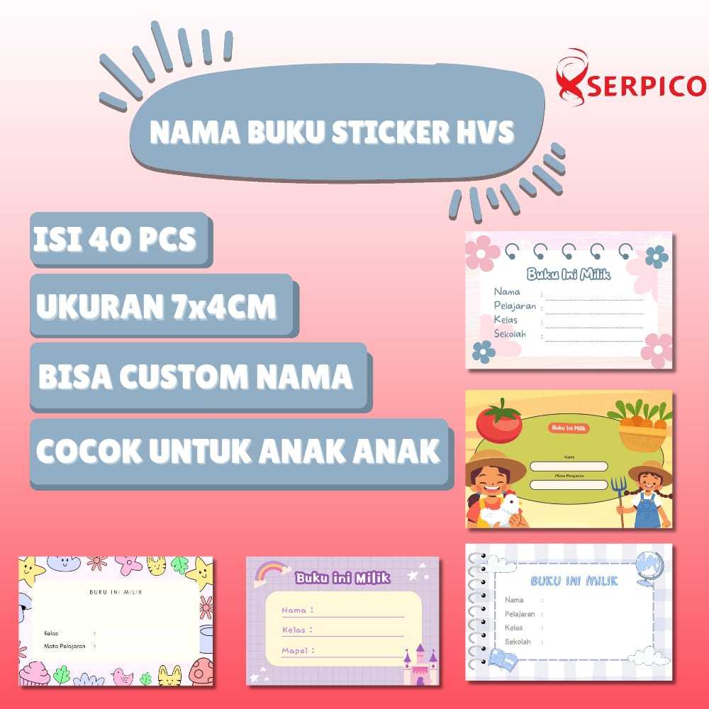 Jual (40 pcs) Aesthetic Book Label Sticker Label Nama Buku Pelajaran ...