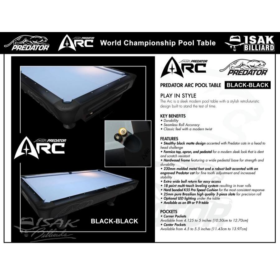 Jual Predator Arc World Championship Pool Table - Pro 9-Foot 3-PC ...
