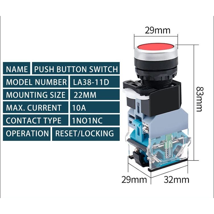 Jual Saklar Panel LOCK Kontrol Mesin Tombol Lampu ON OFF Push Button ...