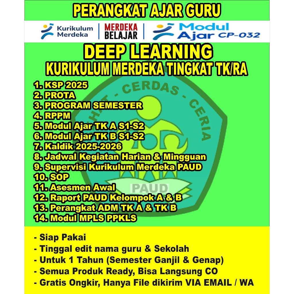 Jual Layanan Modul Ajar DEEP LEARNING Tingkat TK/RA Tersedia TK A dan ...