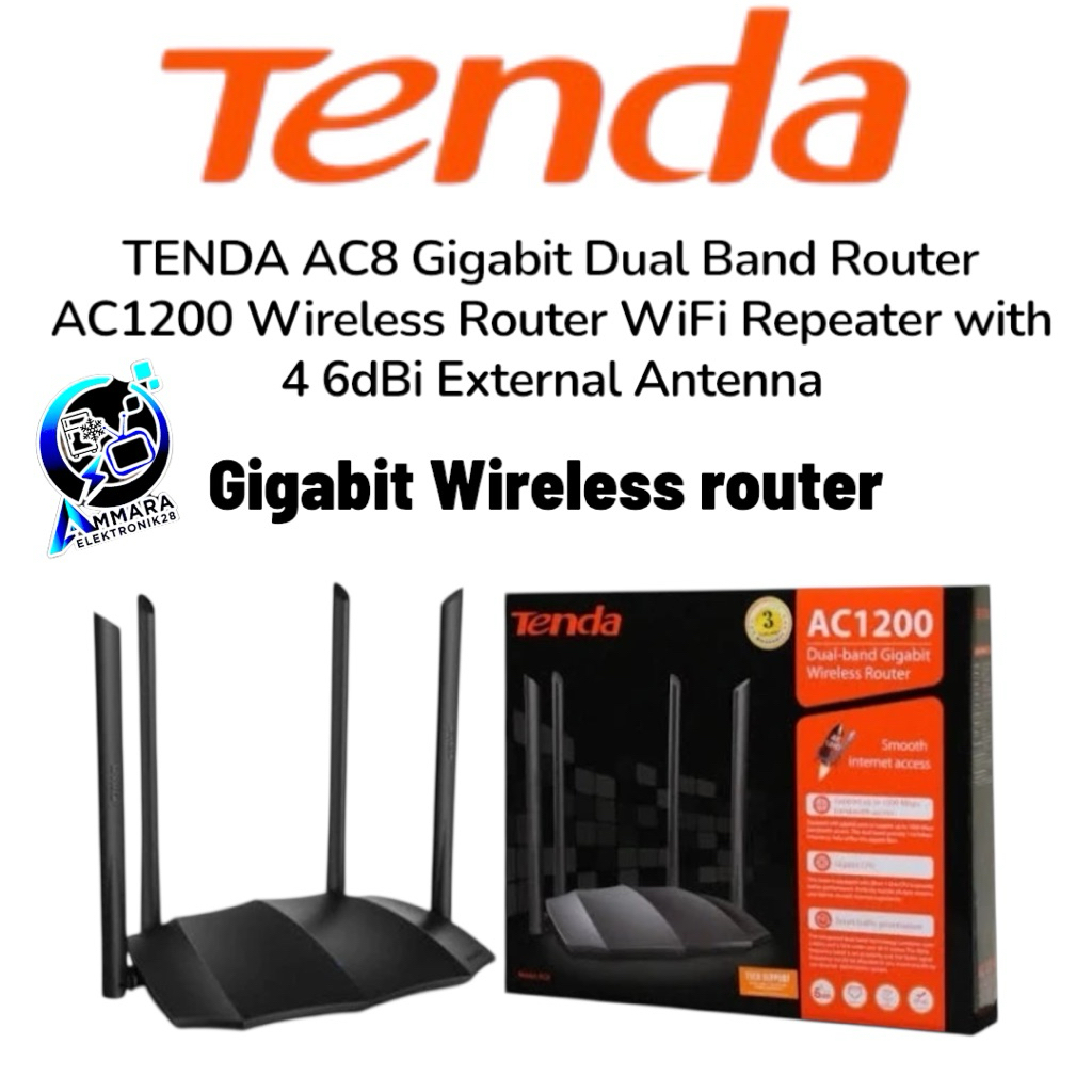 Jual Tenda AC8 AC1200 Dual-Band Gigabit Wireless Router wifi | Shopee ...