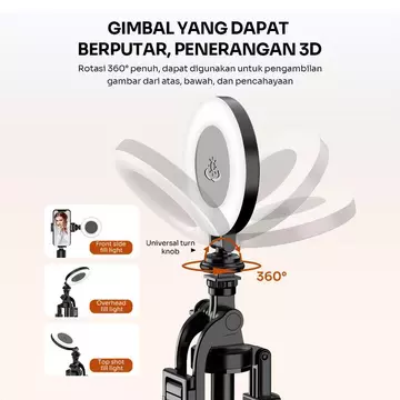 ROBOT RFL02 Lampu Selfie Ringlight Beauty Portable Fill In Light RGB With Gimbal Rotasi 360°