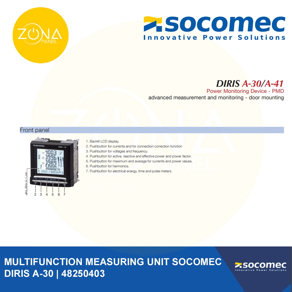 Jual MULTIFUNCTION MEASURING UNIT POWER METER SOCOMEC DIRIS A30 ...