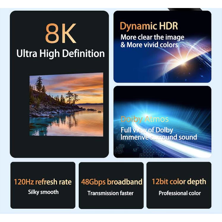 BAFO Kabel HDMI V2.1 8K UHD Cable 2 / 3 / 5 / 10 Meter