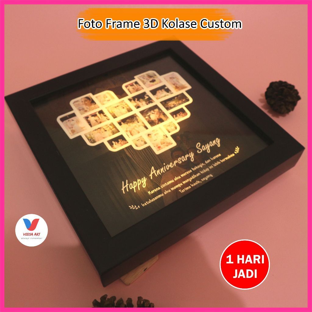 Jual Kado Ultah Bingkai Foto Gift Frame 3D Custom Paket Hadiah Teman ...