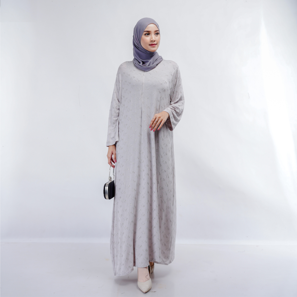 AL-KHALIFI - Gamis Motif Bunga Muslimah Bahan Katun Jersey Premium