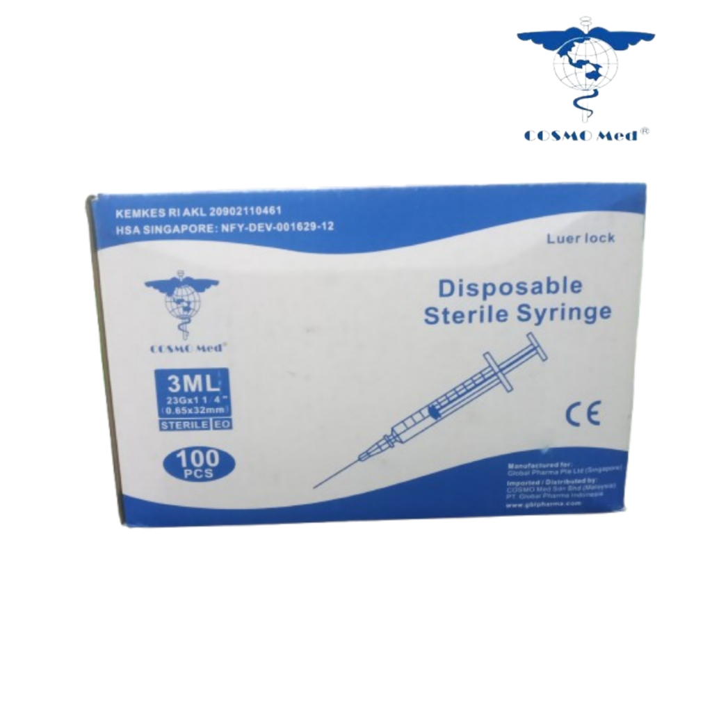 Jual COSMO MED Disposable Syringe Luer Lock 3Ml 100Pcs | Shopee Indonesia